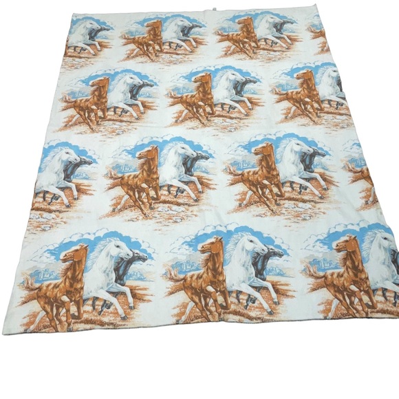 Vintage Horses 70‎ x 84 Horse Stallion Blanket NWOT Rare hard to find